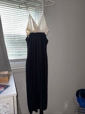 Zara Black Maxi Dress with Ivory Satin Bodice